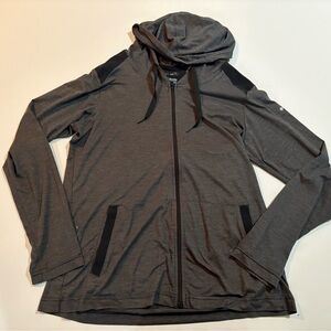 Columbia Dark Gray Full-Zip Lightweight Hooded Jacket | Size M |